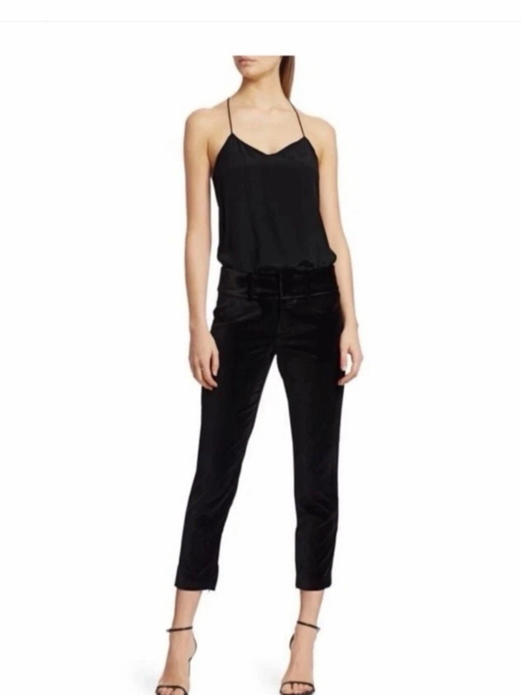 Alice + Olivia Stacey Slim Black Velvet Cropped Pants-Nwt